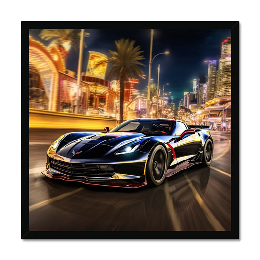 Empty Las Vegas In A Corvette... Framed Print